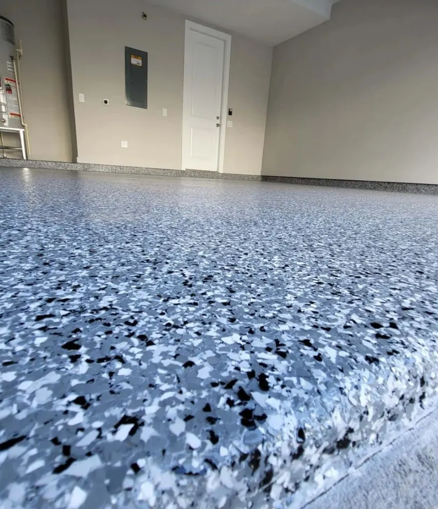 Gray flake floor detail shown as a service example for Burleson, Texas