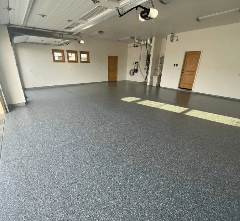 Finished gray garage floor shown as a service example for Fort Worth, Texas